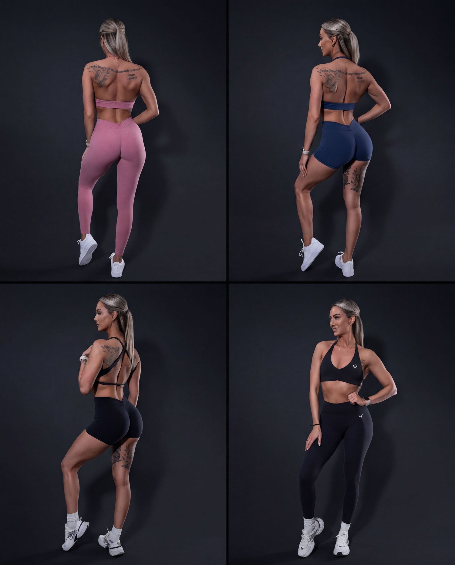 Brittany modeling 4 looks in the new Allure V-Back Collection.