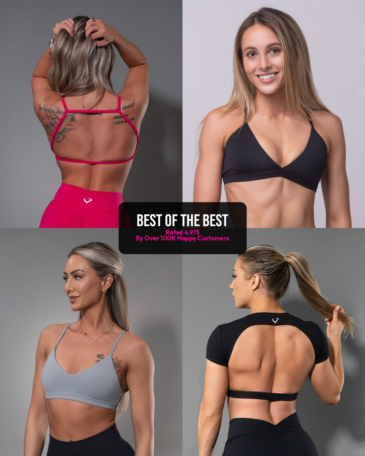 Four athletes wearing the 4 best sports bras