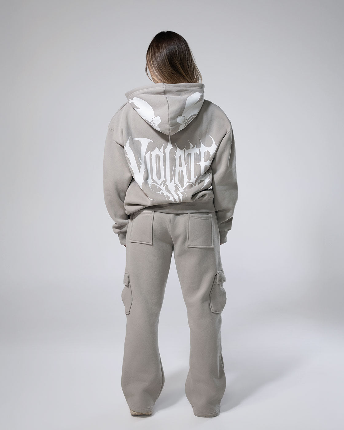 Royalty Skull Hoodie Beige