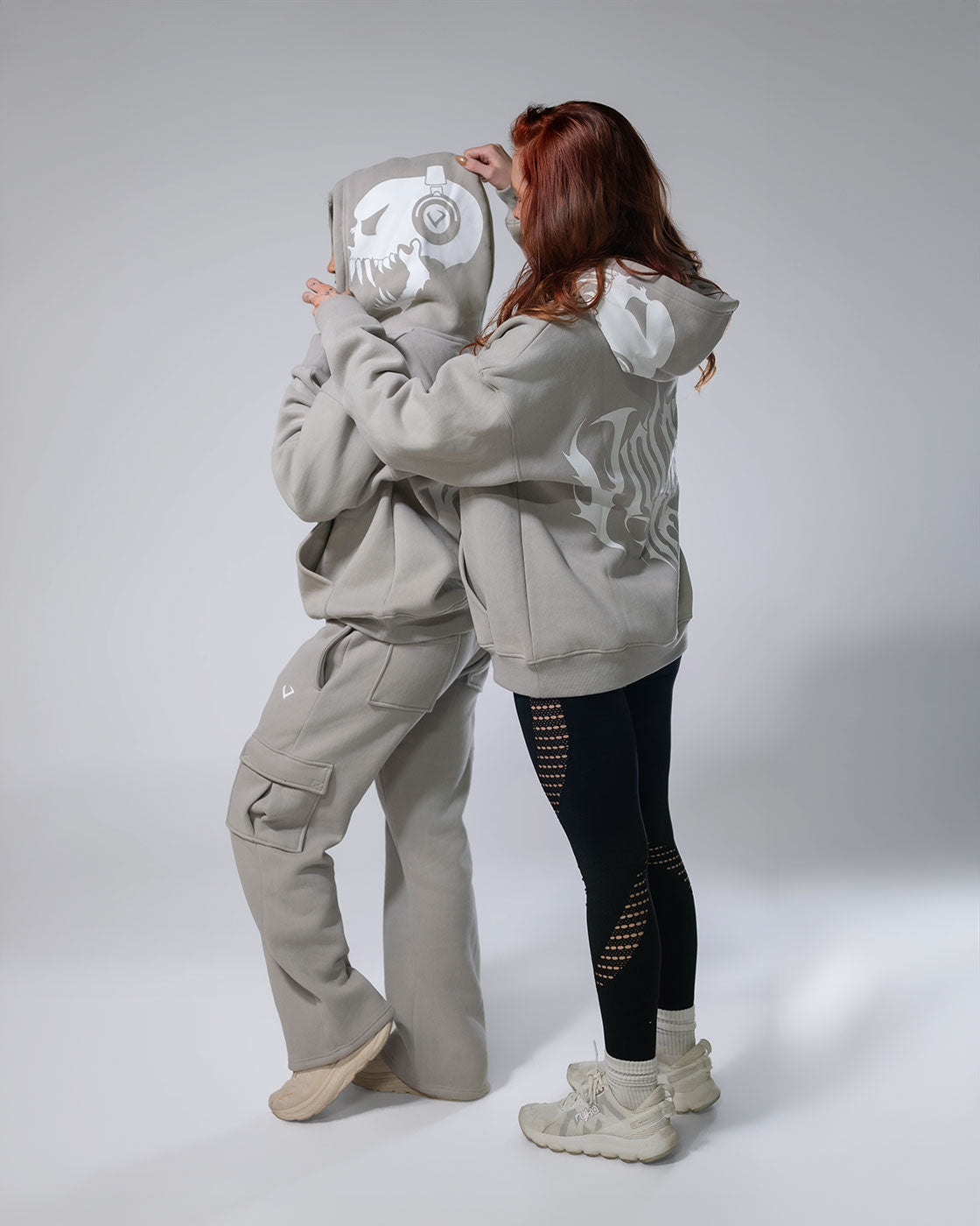 Royalty Skull Hoodie Beige