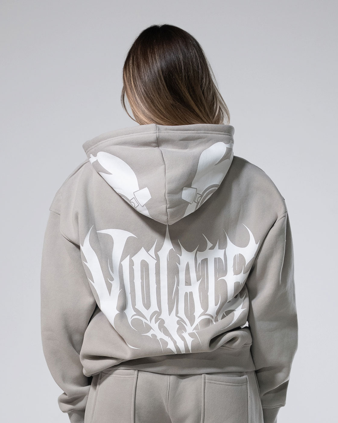 Royalty Skull Hoodie Beige