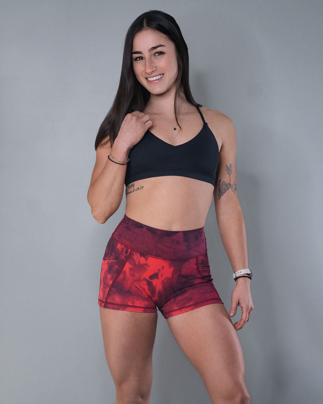 Luxe Red Tie Dye Pocket Shorts