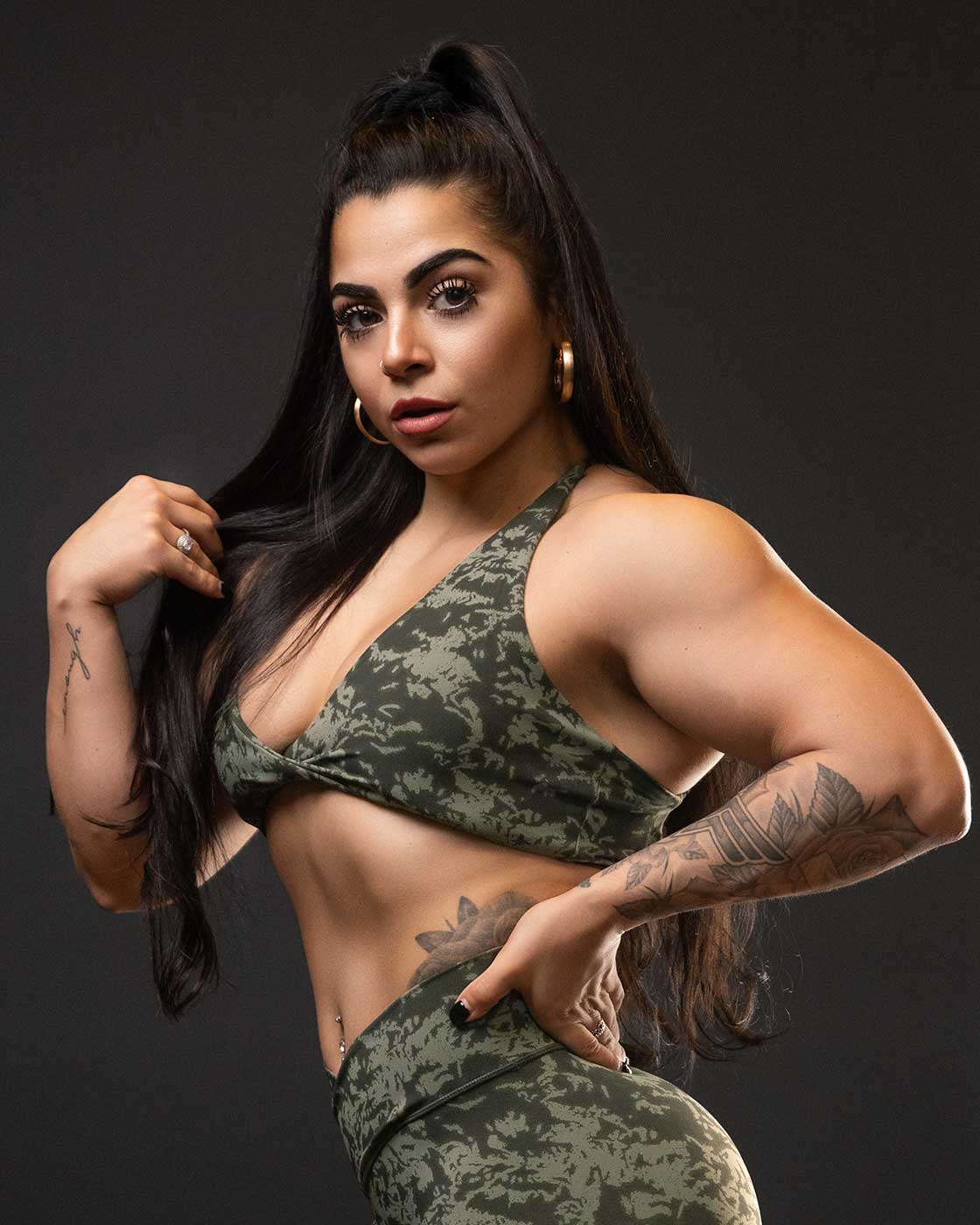 Twist Sports Bra Green Camo
