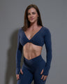 Allure Long Sleeve Backless Twist - Navy