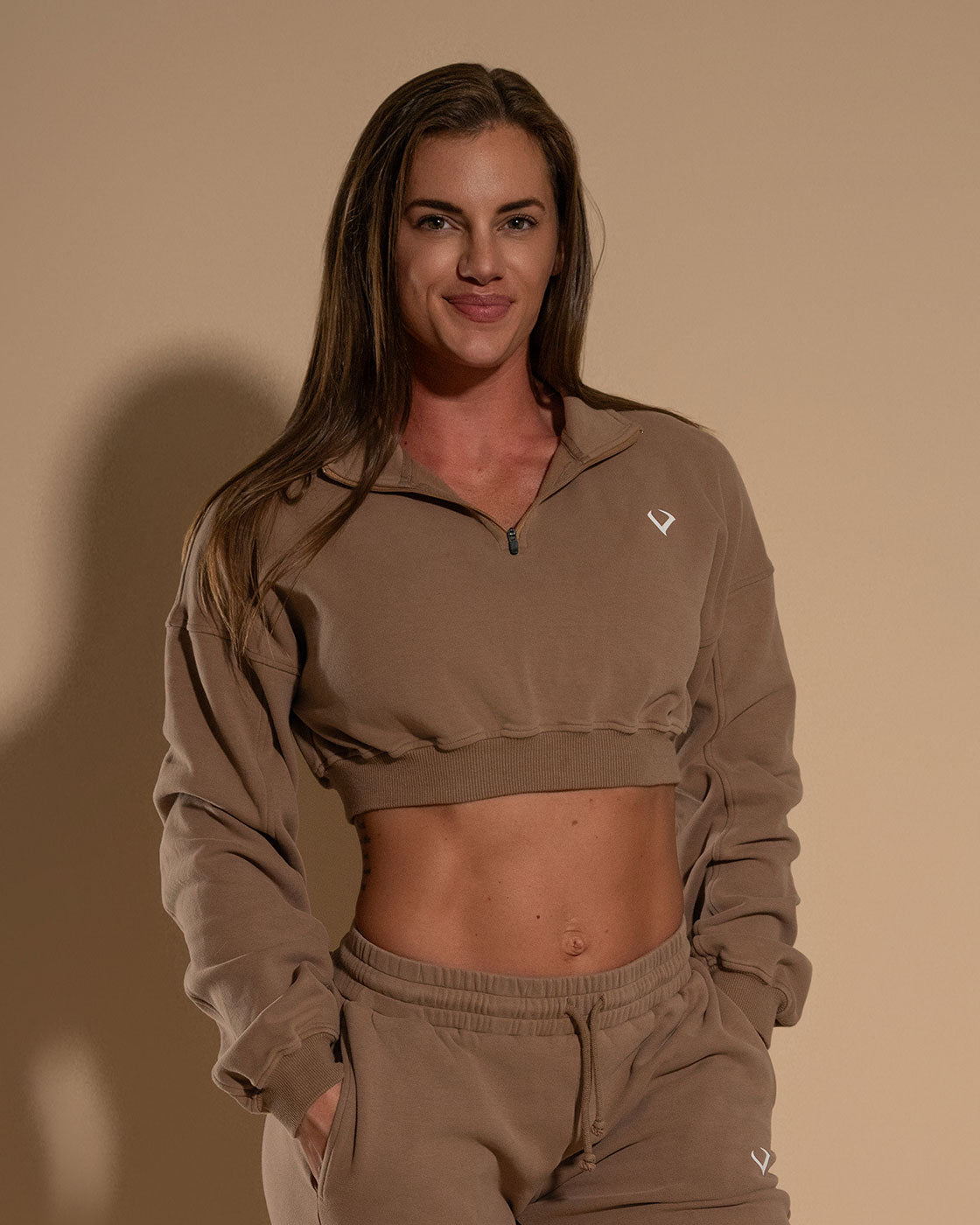 Comfy Cropped Pullover Tan