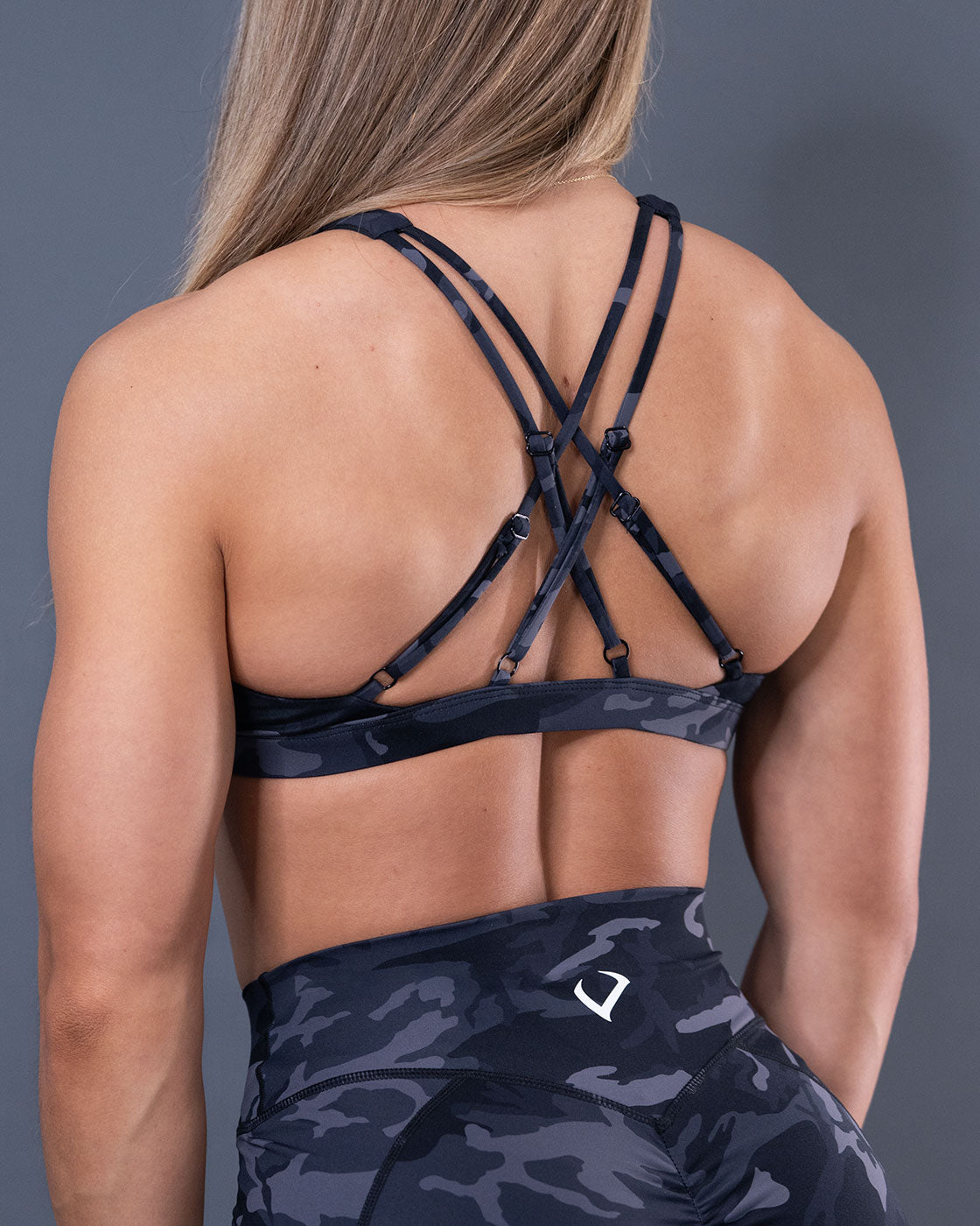 Luxe High Neck Dark Camo Sports Bra