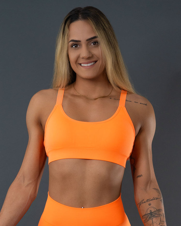 Synergy Neon Orange Sports Bra | Violate the Dress Code