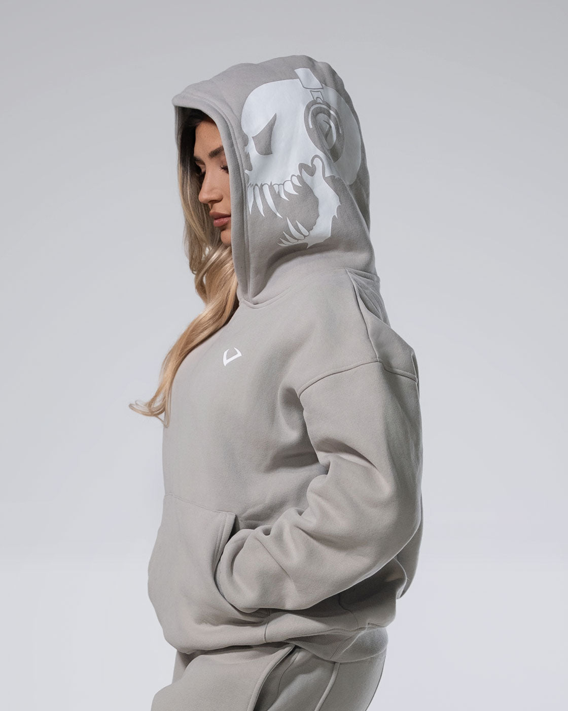 Royalty Skull Hoodie Beige