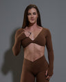 Allure Long Sleeve Backless Twist - Mocha