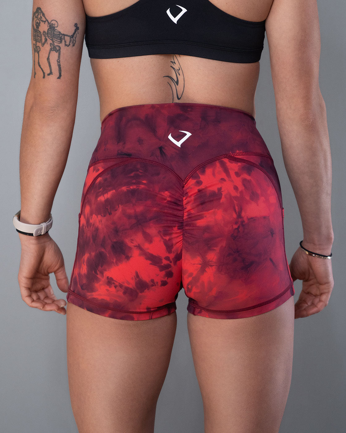 Luxe Red Tie Dye Pocket Shorts