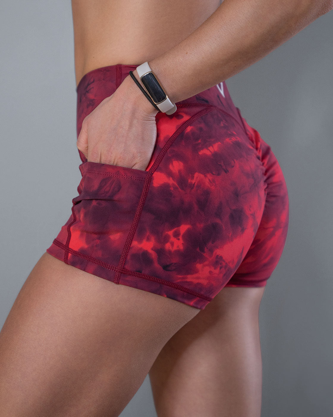 Luxe Red Tie Dye Pocket Shorts