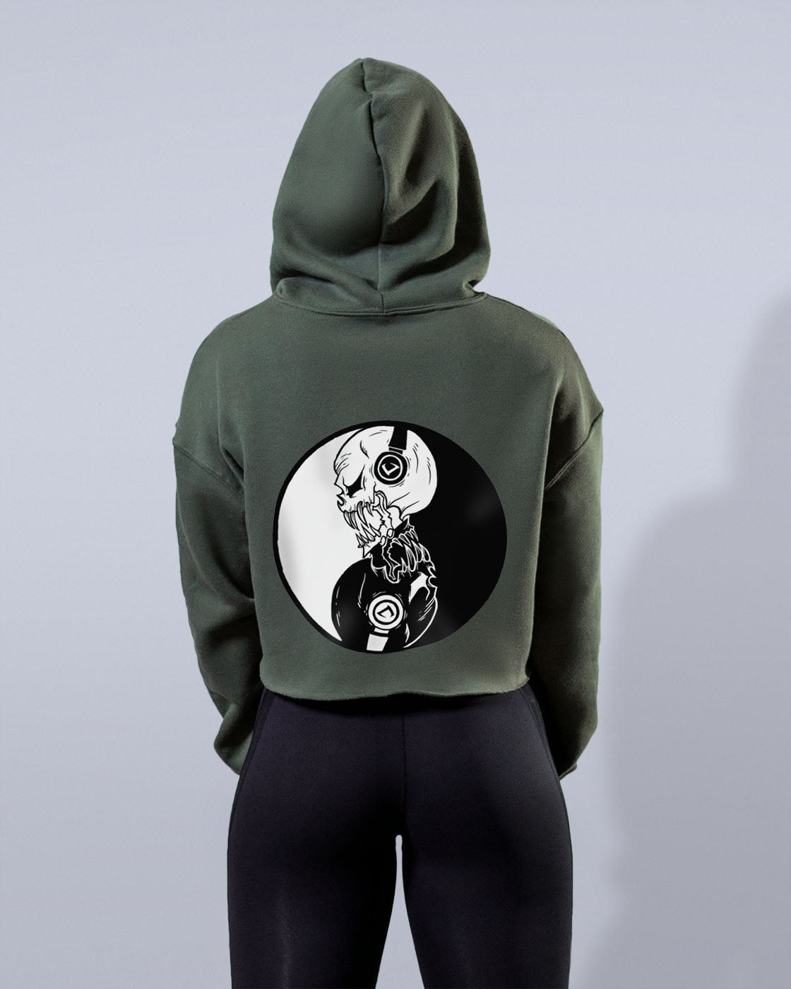 Yin and Yang Army Green Hoodie - Violate The Dress Code